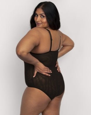 Curvy Couture Sheer Mesh Bodysuit - Black - Simone Chérie Fine Lingerie