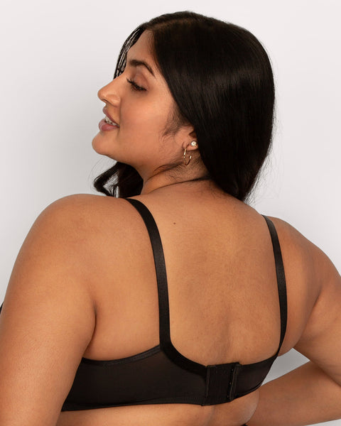 Curvy Couture Sheer Whisper Unlined Bra - Black - Simone Chérie Fine Lingerie