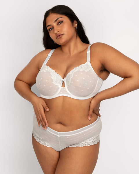 Curvy Couture Sheer Whisper Unlined Bra - White - Petit à Petit Lingerie Boutique#