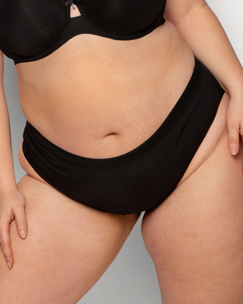 Curvy Couture Silky Smooth High Cut Brief - Black - Simone Chérie Fine Lingerie