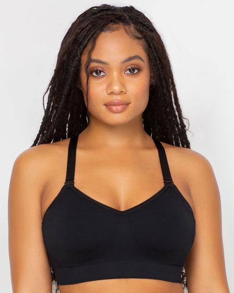 Curvy Couture Smooth Seamless Comfort Wireless Bra - Black - Petit à Petit Lingerie Boutique#