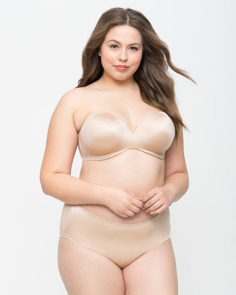 Curvy Couture Smooth Strapless Multi - Way Bra - Champagne Nude - Petit à Petit Lingerie Boutique#