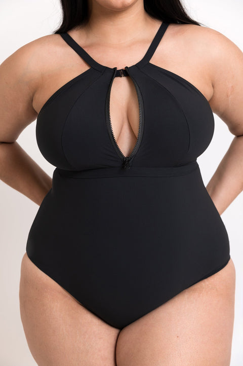 Curvy Kate Zip Tide Non - Wired Multiway Swimsuit - Black - Simone Chérie Fine Lingerie#
