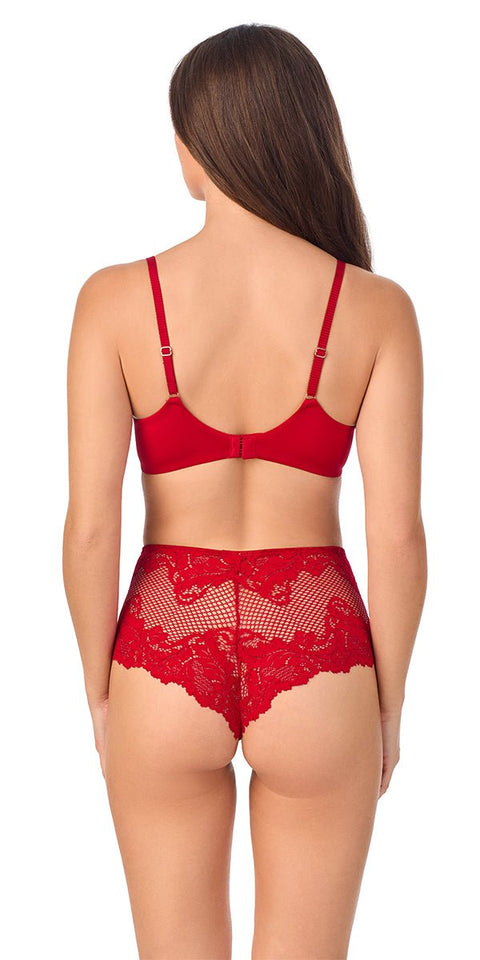 Le Mystere Lace Allurre High Waist Thong - Crimson - Simone Chérie Fine Lingerie