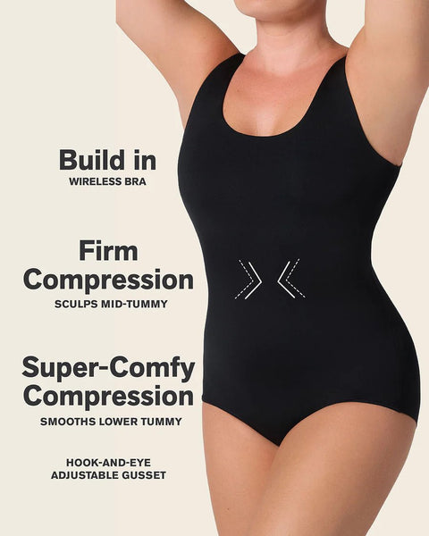 Leonisa Plunge Classic Sleeveless Shaper Bodysuit - Black - Simone Chérie Fine Lingerie