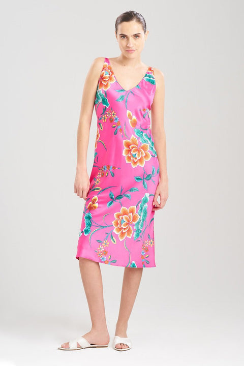 N Natori Sarasa Satin Gown - Berry Multi - Simone Chérie Fine Lingerie