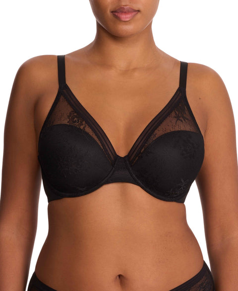 Natori Love Lace Back Smoothing Plunge T-Shirt Bra - Black - Simone Chérie Fine Lingerie