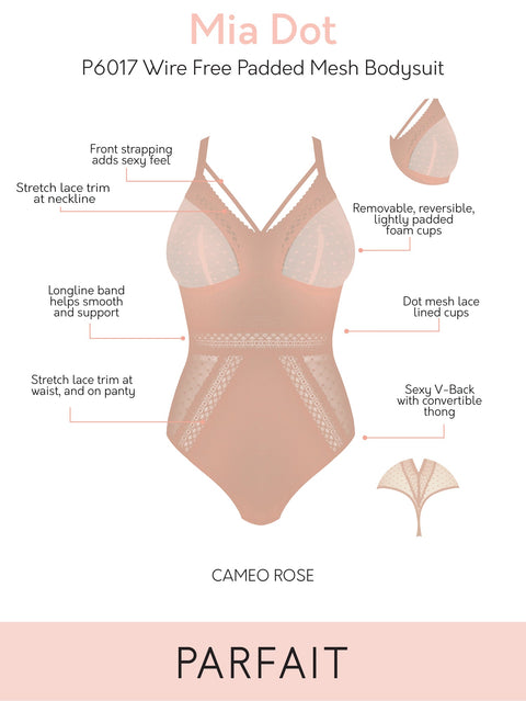 Parfait Mia Dot Bodysuit - Cameo Rose - Petit à Petit Lingerie Boutique#