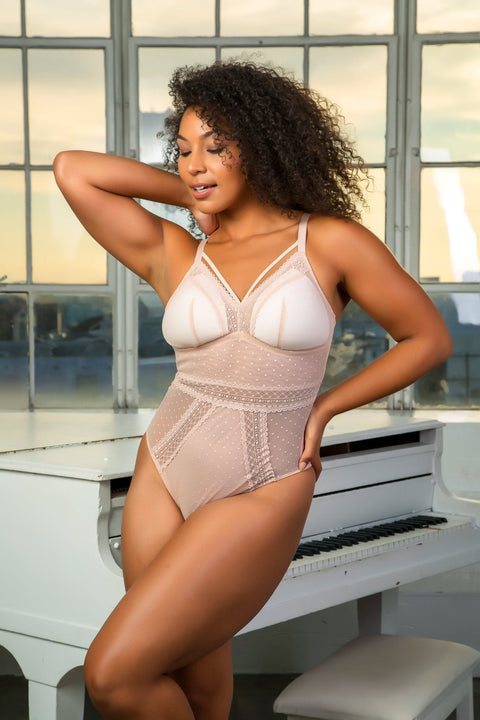 Parfait Mia Dot Bodysuit - Cameo Rose - Simone Chérie Fine Lingerie