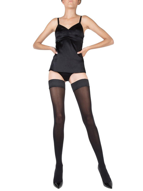 Vienne Milano Claudia Matte Thigh Highs Stockings - Jet Black - Petit à Petit Lingerie Boutique#