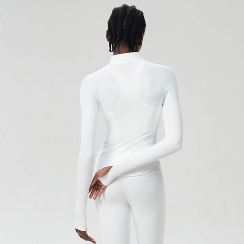 Women's High Neck Zip Jacket - White - Simone Chérie Fine Lingerie