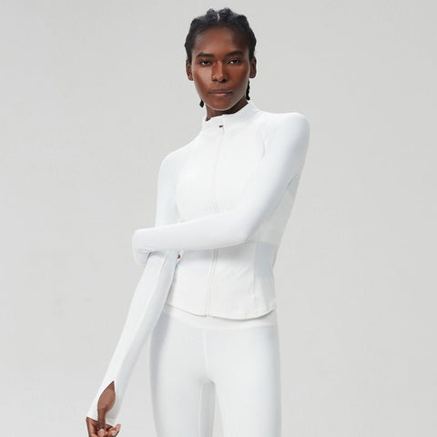 Women's High Neck Zip Jacket - White - Simone Chérie Fine Lingerie